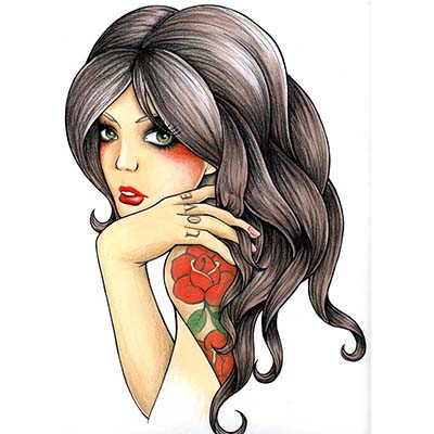 Old school tattoo girl designs Fake Temporary Water Transfer Tattoo Stickers NO.10512